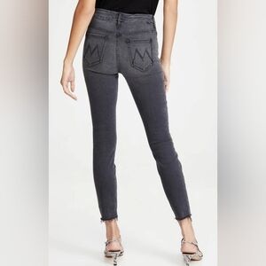 Mother The High Waisted Looker Ankle Fray Lighting Up Lanterns Jeans in Grey